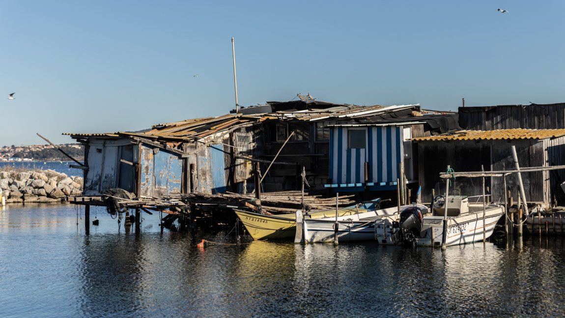 Cabanes de pêcheurs dans le Quartier de la pointe courte Sète